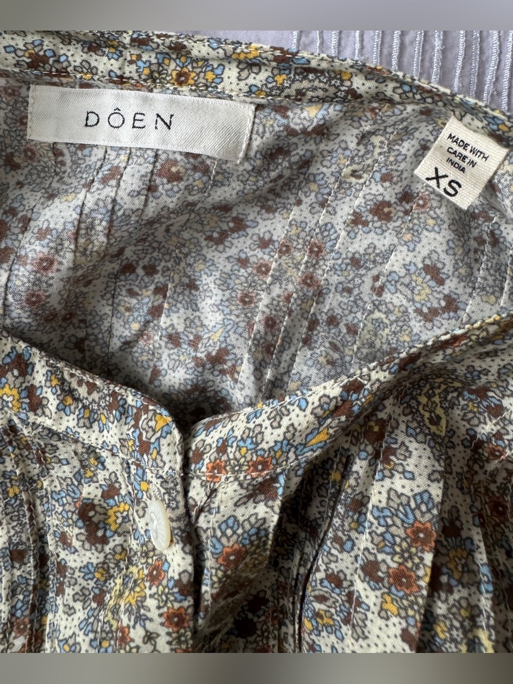 ✨like new✨ Dôen Rosamund Dress in Cream Tilbury Paisley Size XS Puff Sleeve - Picture 8 of 10